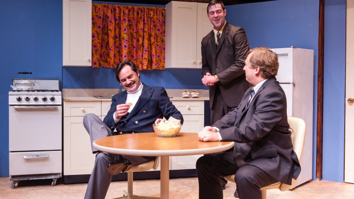 Bill Mootos, David Berger-Jones, and Steven Barkhimer in Alan Ayckbourn's ABSURD PERSON SINGULAR. Produced by The Nora Theatre Company. Photo: A.R. Sinclair Photography.