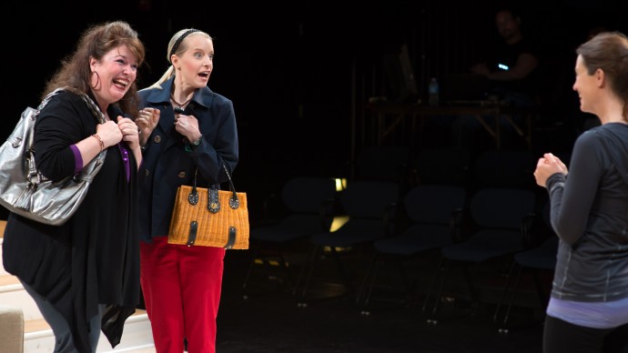 Kerry A. Dowling, April Presser, and Stacy Fischer in DISTRACTED. Photo: A.R. Sinclair Photography.