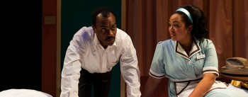 Maurice Emmanuel Parent and Kami Rushell Smith in THE MOUNTAINTOP. Photo: A.R. Sinclair Photography.