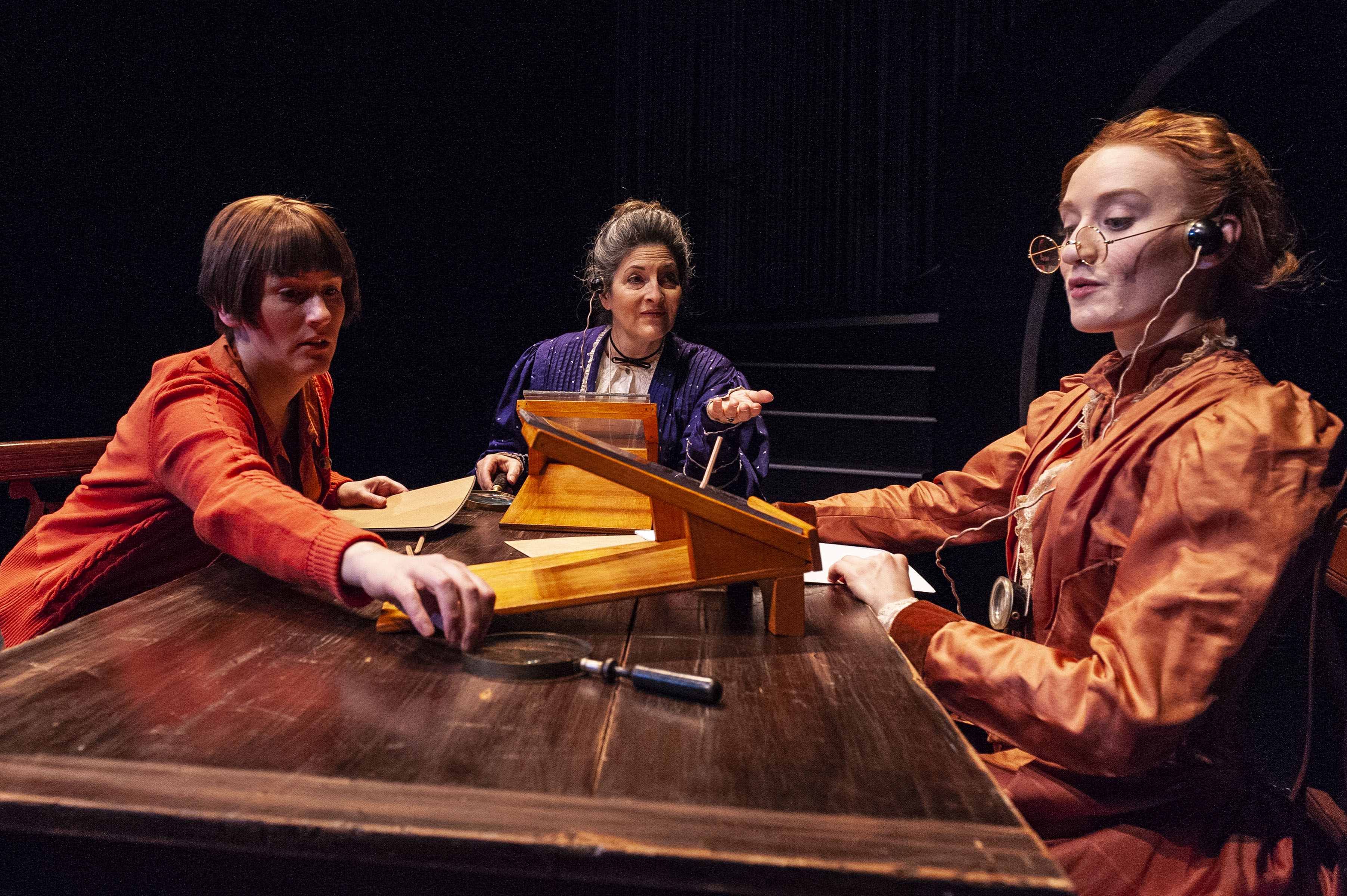 Amanda Collins (Cecilia Payne), Sarah Newhouse (Annie Jump Cannon), & Sarah Oakes Muirhead (Henrietta Swan Leavitt) in THE WOMEN WHO MAPPED THE STARS. Photo: A.R. Sinclair Photography.