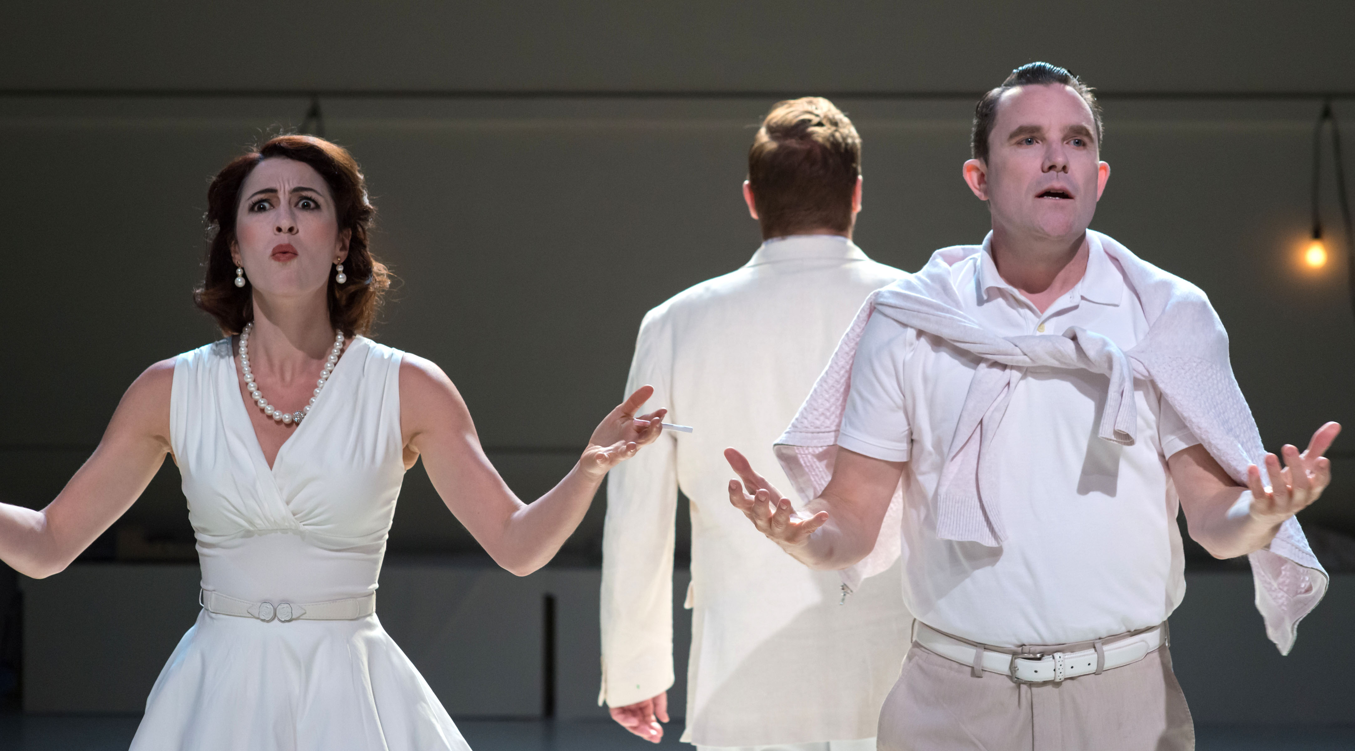 Kelley Curran, Edmund Lewis (back), & Eric Tucker in Bedlam's What You Will. Photo: A.R. Sinclair Photography.