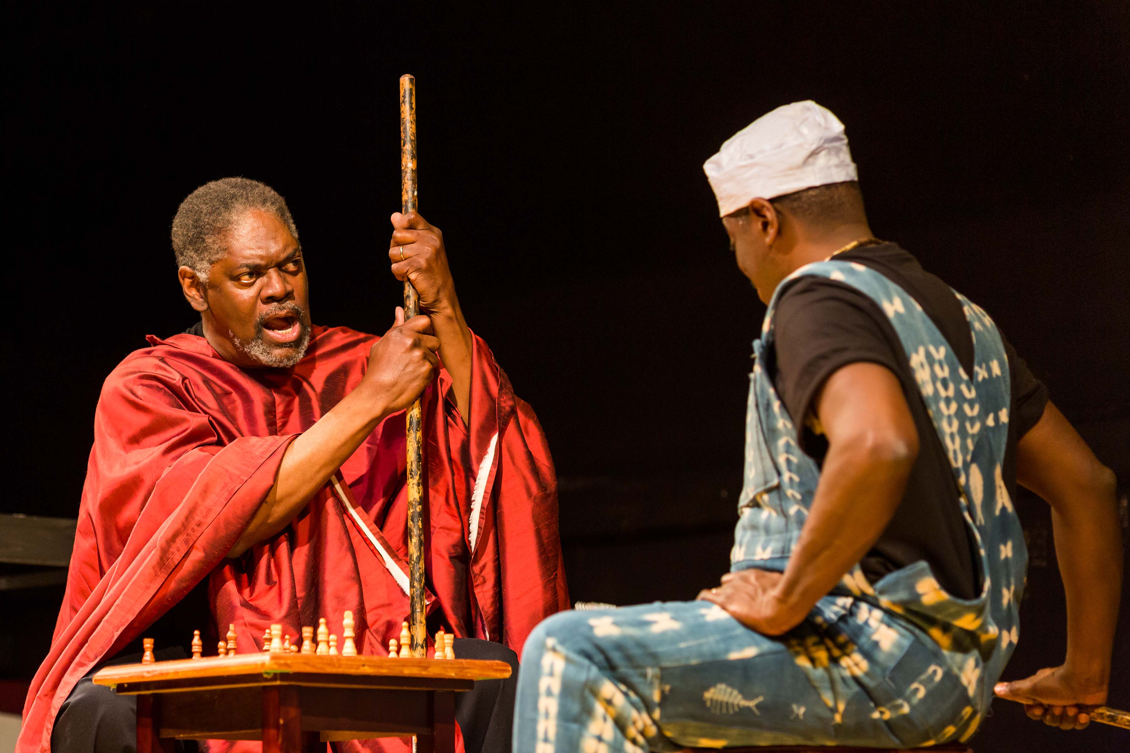 Johnny Lee Davenport (Great Grand Daddy Deus) and Regie Gibson (Great Grand Paw Sidin) in "black odyssey boston". Photo: Maggie Hall.